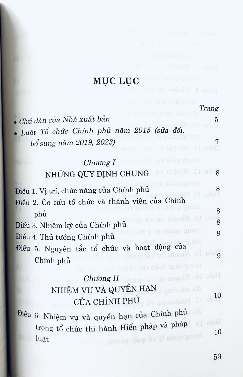 Luật Tổ Chức Chính Phủ năm 2015 (sửa đổi, bổ sung năm 2019,2023)