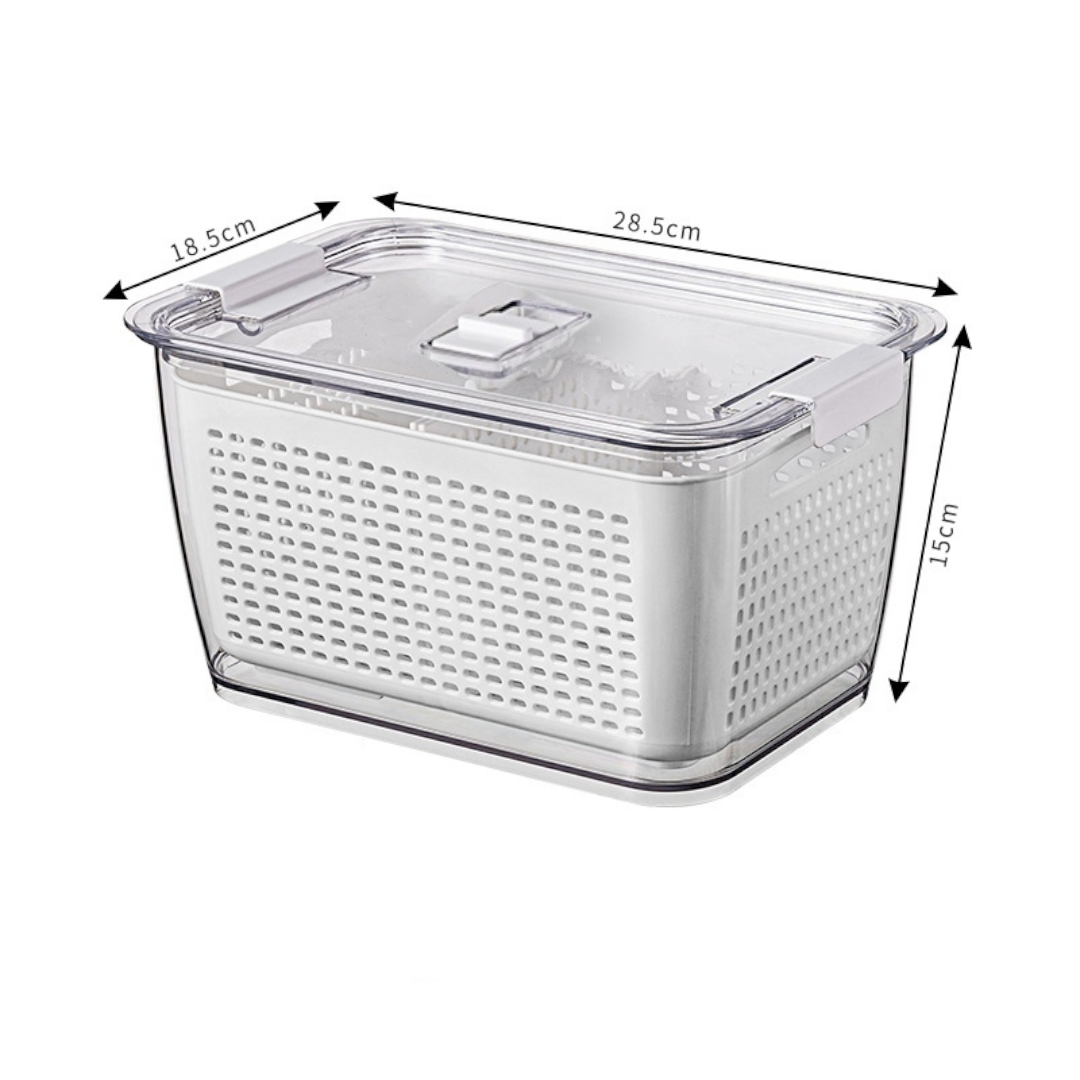 Hộp nhựa PET đựng thực phẩm để tủ lạnh 2in1 tiện dụng có lỗ thoát nước