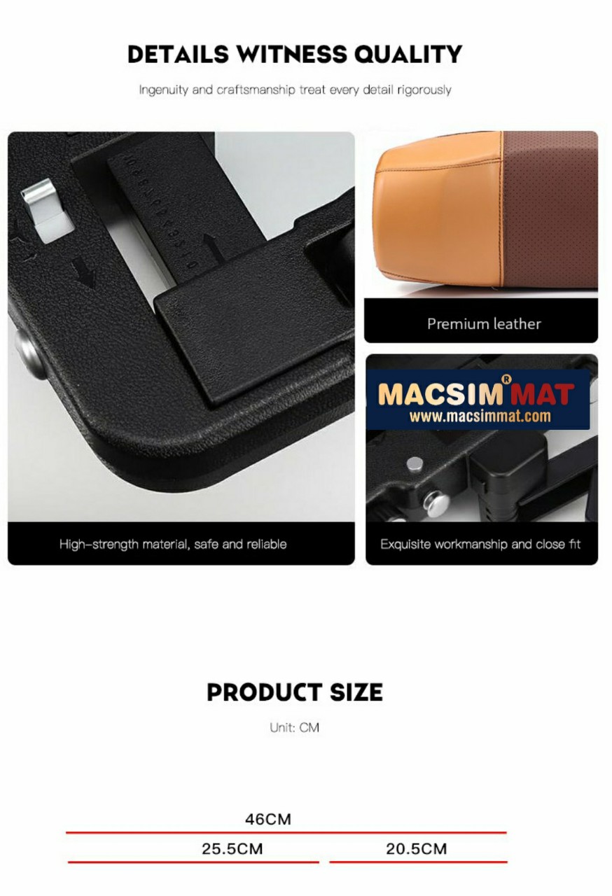 Gối tựa đầu ô tô cao cấp nhãn hiệu Macsim CHP03B màu đen, nâu, be (không gồm giá cài điện thoại)
