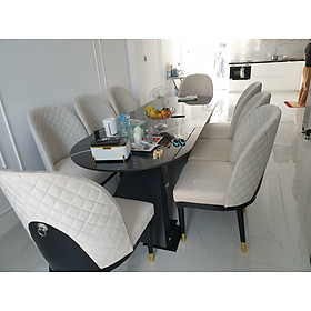 Bộ bàn ăn Luxury 8 ghế Juno Sofa (màu ghế, mặt đá theo yêu cầu)