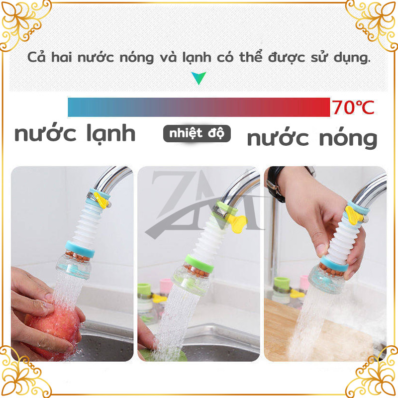 Vòi tăng áp suất có thể xoay 360 độ cho bồn rửa chén , thiết kế dạng vòi sen dùng để điều chỉnh dòng nước ở bồn rửa , có than hoạt tính phù hợp với tất cả các vòi