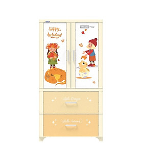 Tủ nhựa WING 2C-2N treo quần áo, cao cấp, 2 cửa 2 ngăn, giá rẻ, chính hãng Nhựa Duy Tân