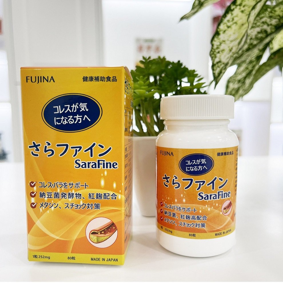 Viên Uống Hỗ Trợ Giảm Mỡ Máu Sarafine Fujina 80 Viên Nhật Bản Chính Hãng, Phòng Ngừa Ngừa Tai Biến