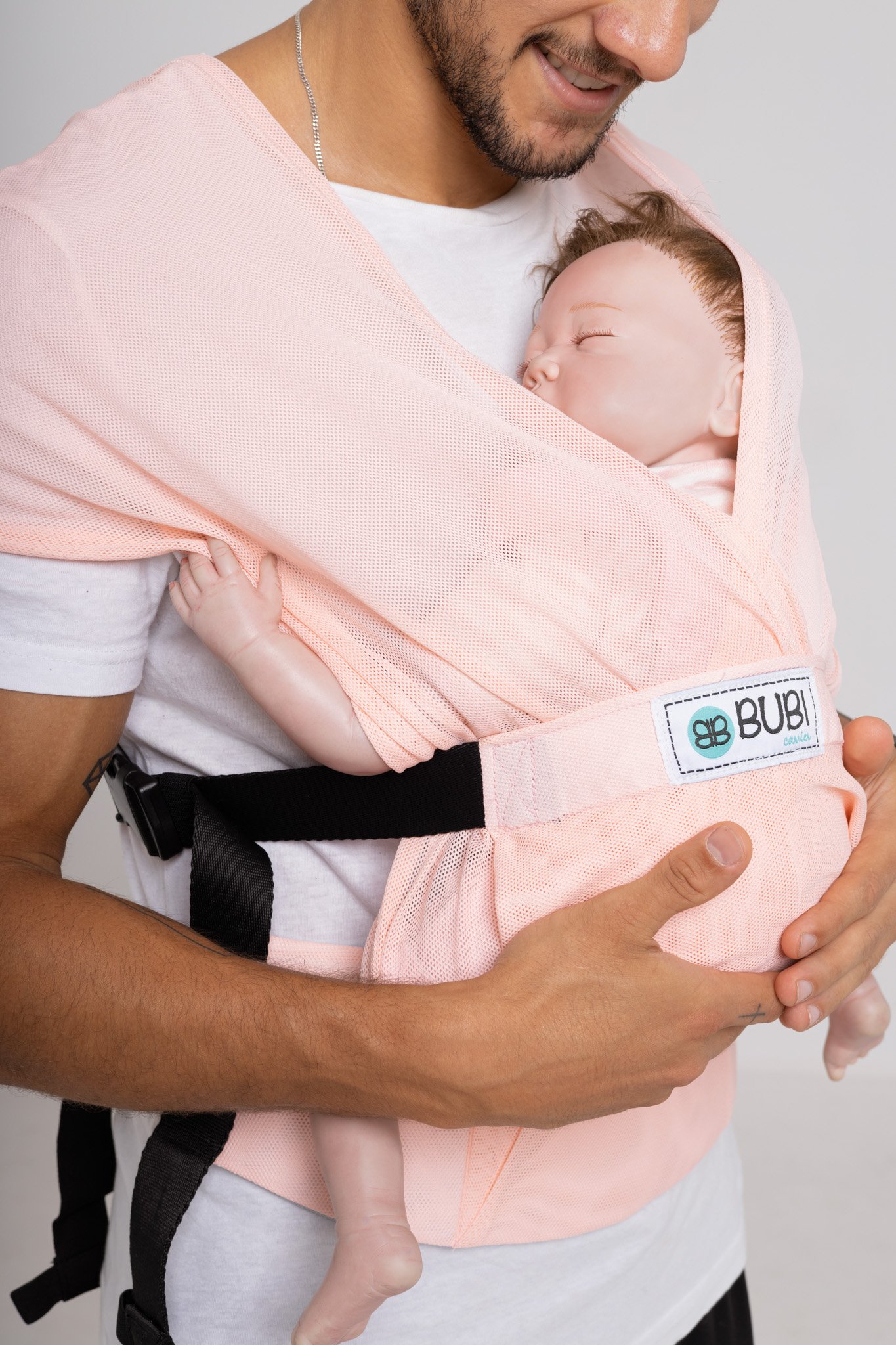 Địu vải BUBI Gen 3 - LƯỚI THOÁNG KHÍ - HỒNG PASTEL