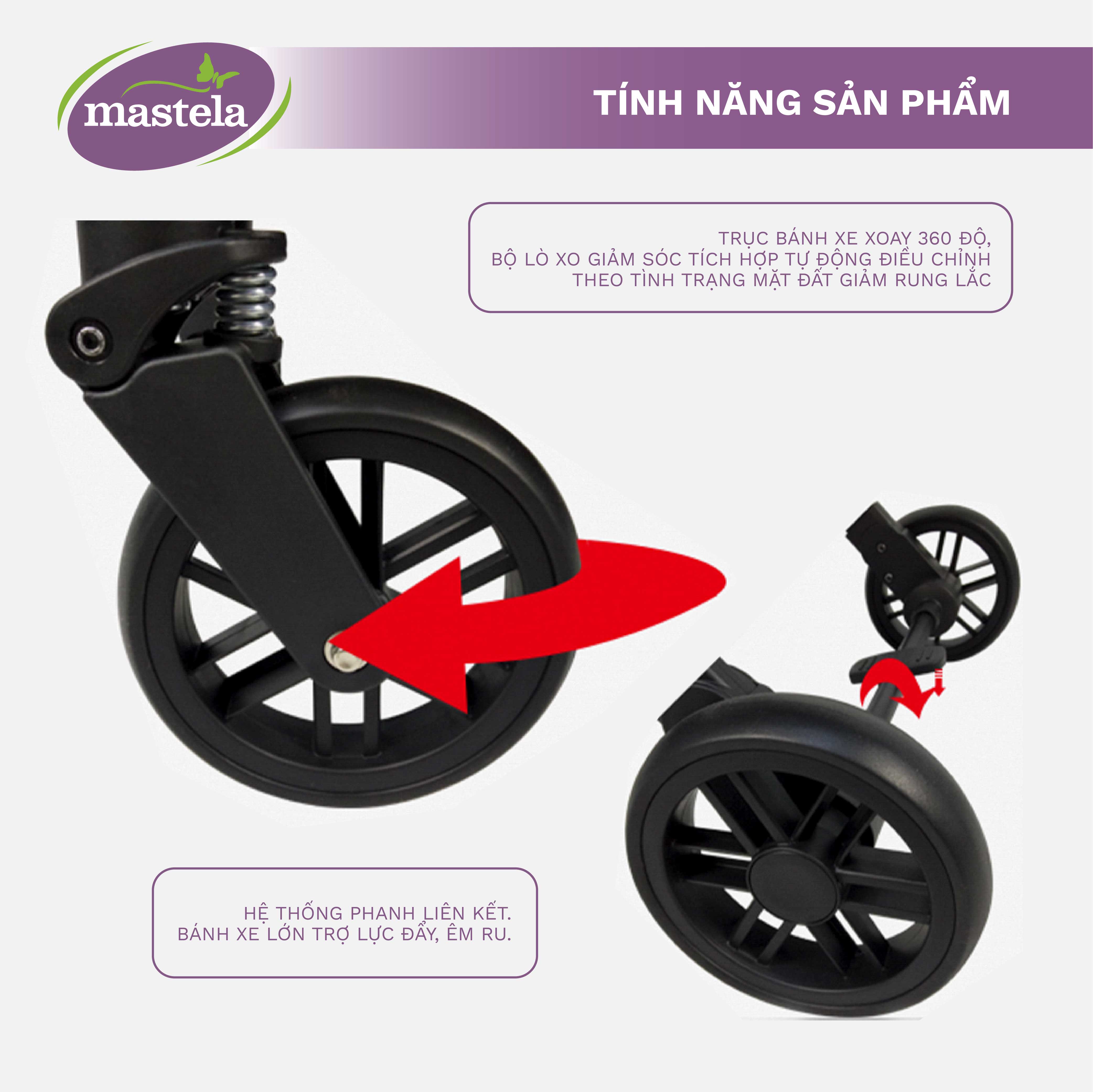 Xe đẩy gấp gọn cho bé Mastela HN275 - Xe đẩy em bé siêu nhẹ, thoáng khí bảo hành 12 tháng