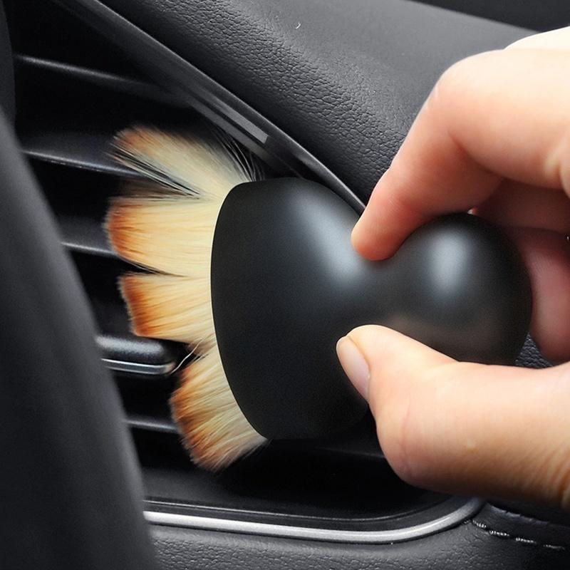 Chổi quét mini đầu cong sợi lông mềm dùng vệ sinh nội thất ô tô/ bảng điều khiển/ cửa thoát khí