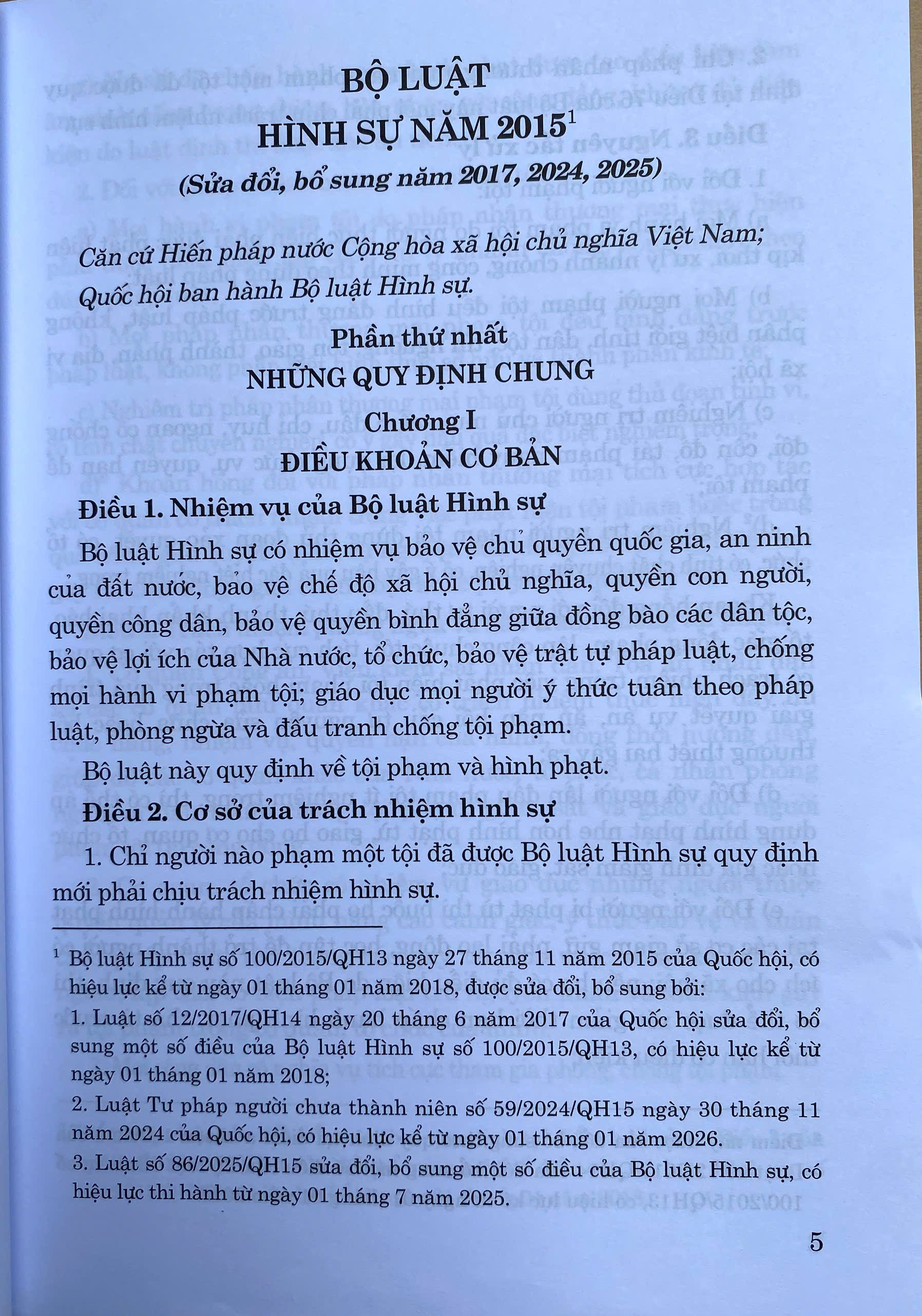 Bộ Luật Hình Sự Năm 2015 ( Sửa Đổi, Bổ Sung Năm 2017, 2024, 2025)