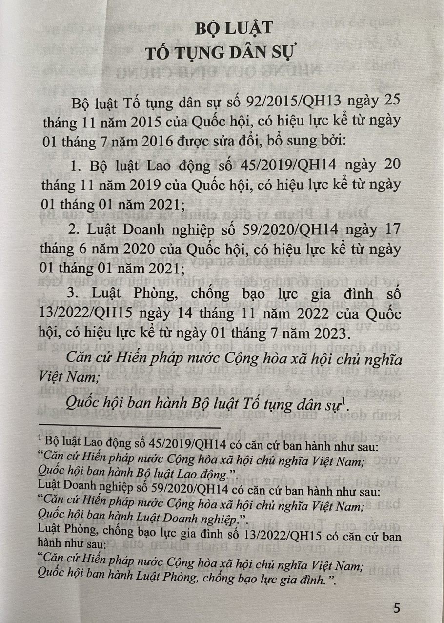 Bộ Luật Tố Tụng Dân Sự ( Được Sửa Đổi, Bổ Sung Năm 2019,2020, 2022 )