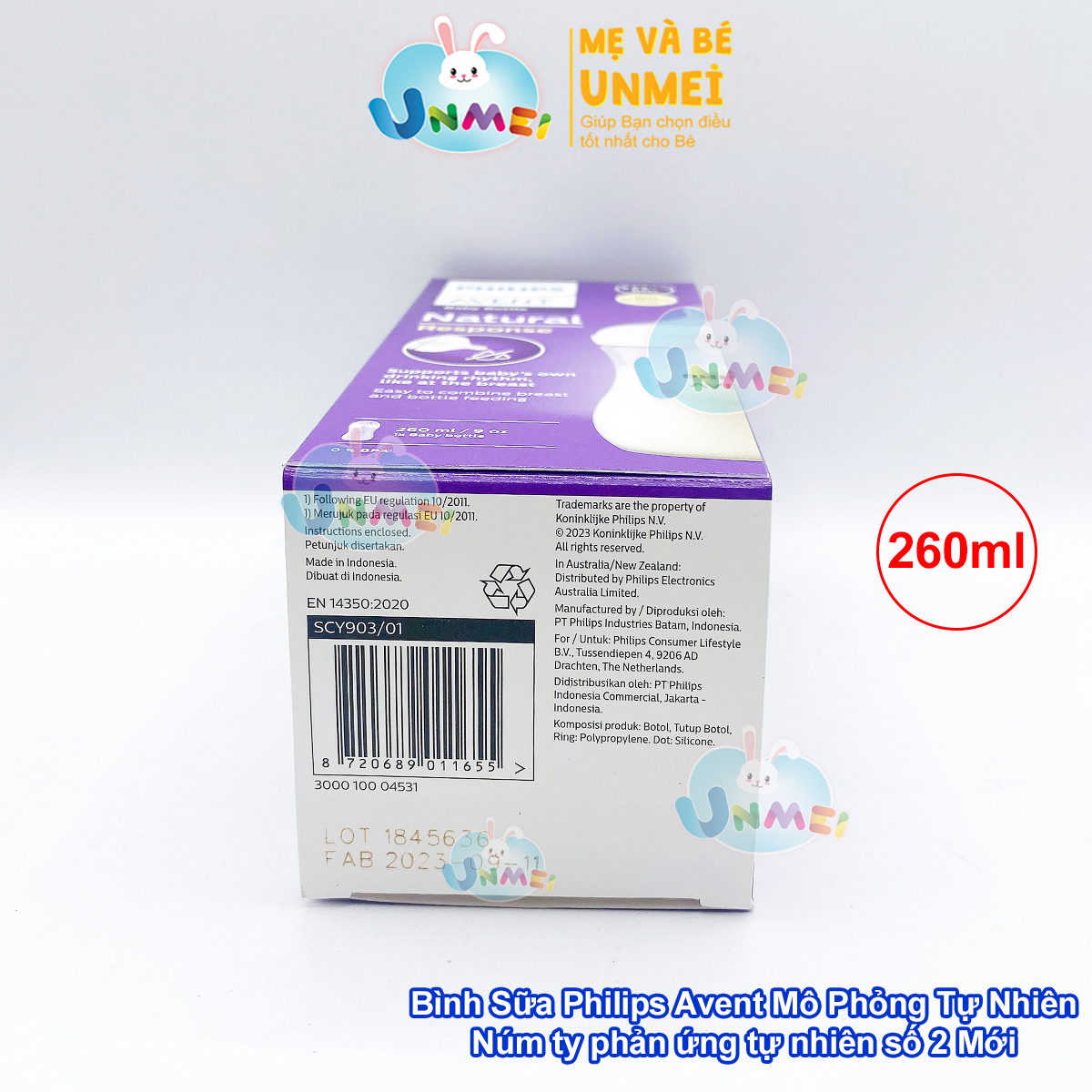 Bình sữa mô phỏng tự nhiên mới hiệu Philips Avent cho trẻ từ 1 tháng tuổi (260ml-đơn)_SCY903.01