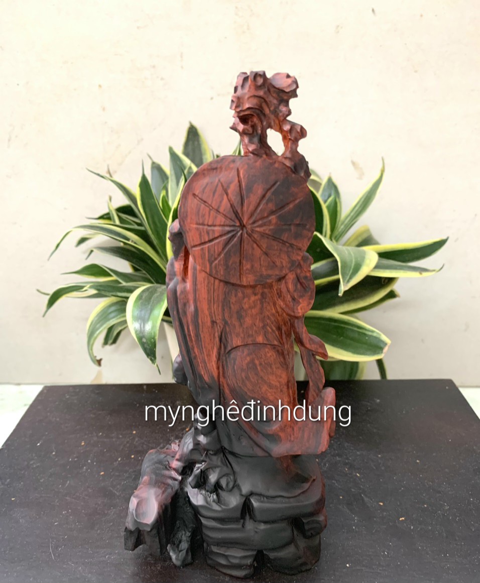 Tượng đạt ma sư tổ bằng gỗ trắc đỏ đen kt cao 20cm
