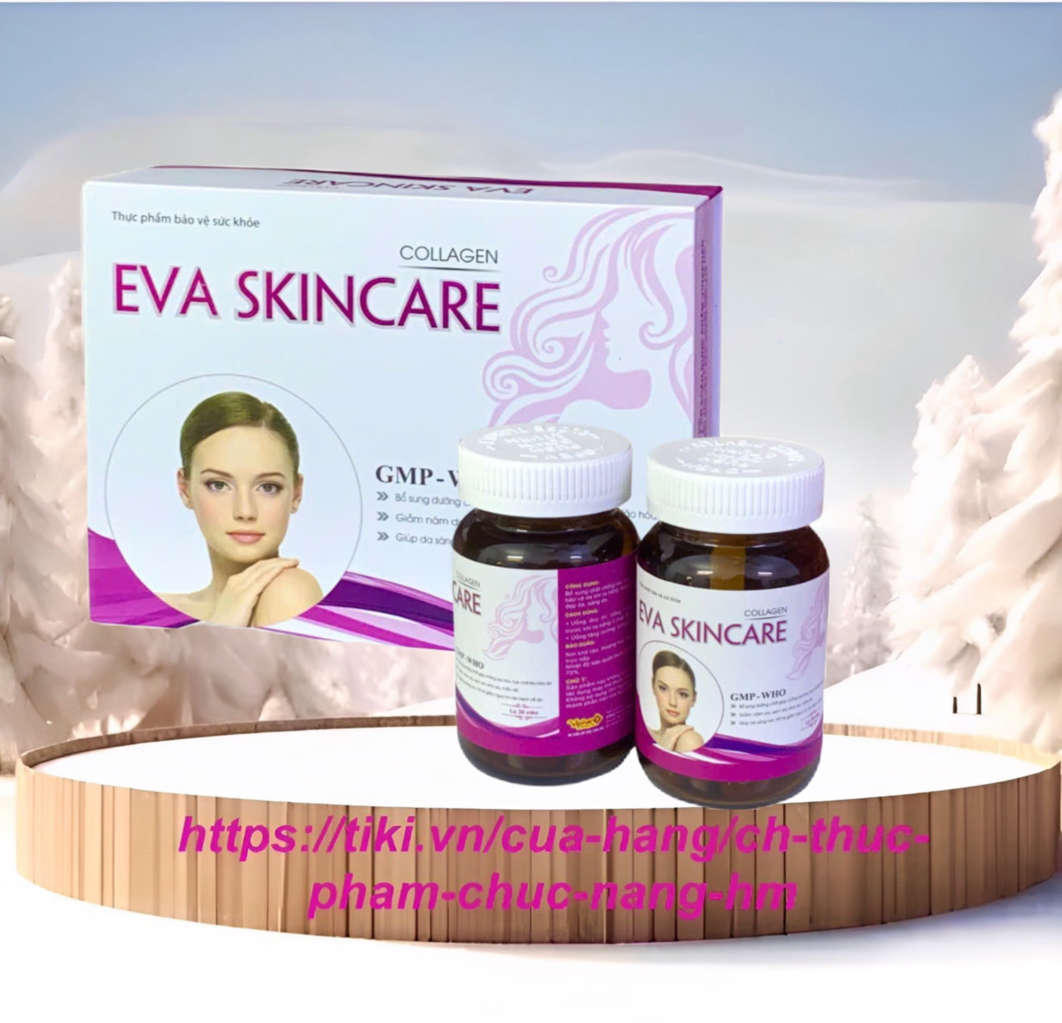 Viên uống đẹp da Eva Skincare Vinapharco, hộp 60v, trắng da, hạn chế lão hoá