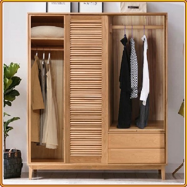 Tủ quần áo gỗ sồi Tundo 2 cánh lùa 2 cánh mở 240 x 60 x 200 cm