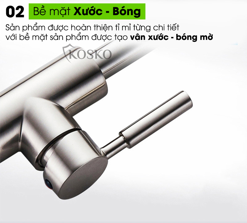 Vòi nước rửa chén KOSKO inox 304, vòi rửa chén bát tròn nóng lạnh phù hợp với nhiều loại bồn rửa chén và chậu rửa bát chén khác nhau