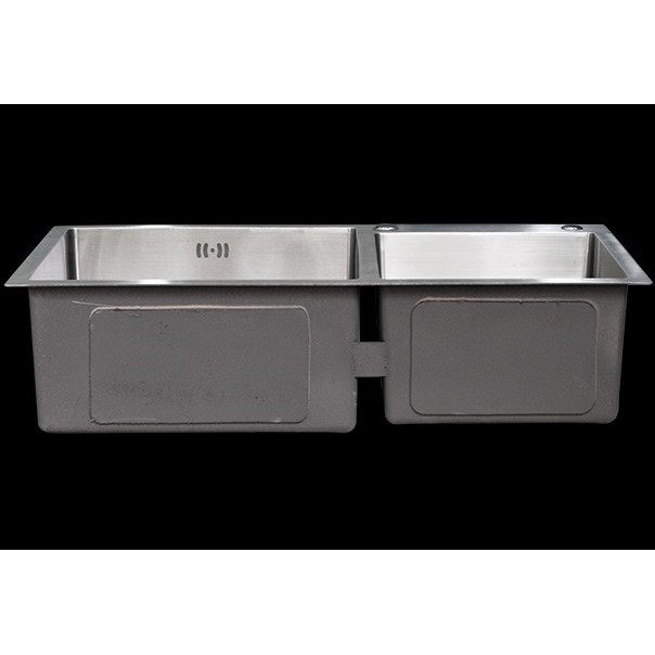 Chậu rửa bát Korea sus304 8245 2 hố lệch - Giá rau củ đi kèm