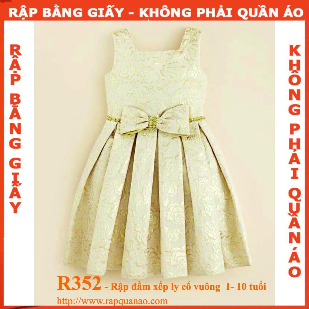 Rậpgiấy A0 đầm xếp ly cổ vuông mã R352 (BẢN VẼ)