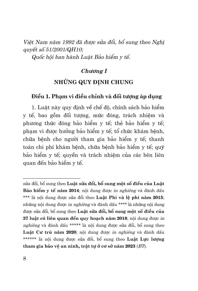 Luật bảo hiểm y tế năm 2008 (sửa đổi, bổ sung năm 2013, 2014, 2015, 2018, 2020, 2023)