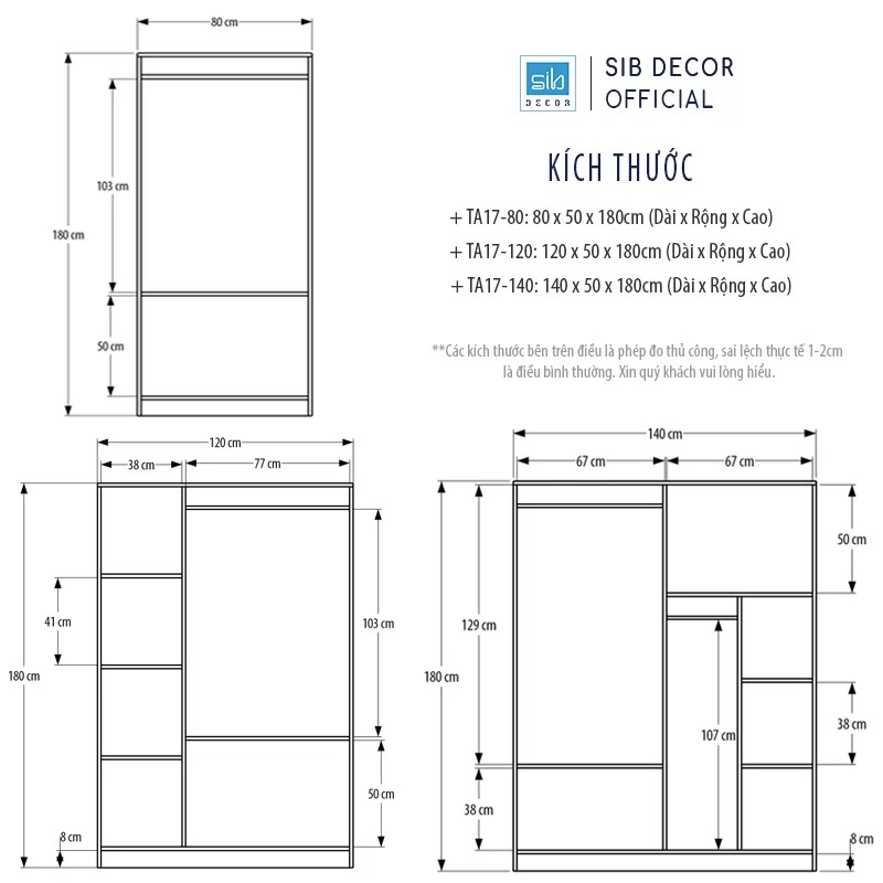 Tủ Quần Áo Đơn Giản SIB Decor Màu Trắng Phối Walnut TA17