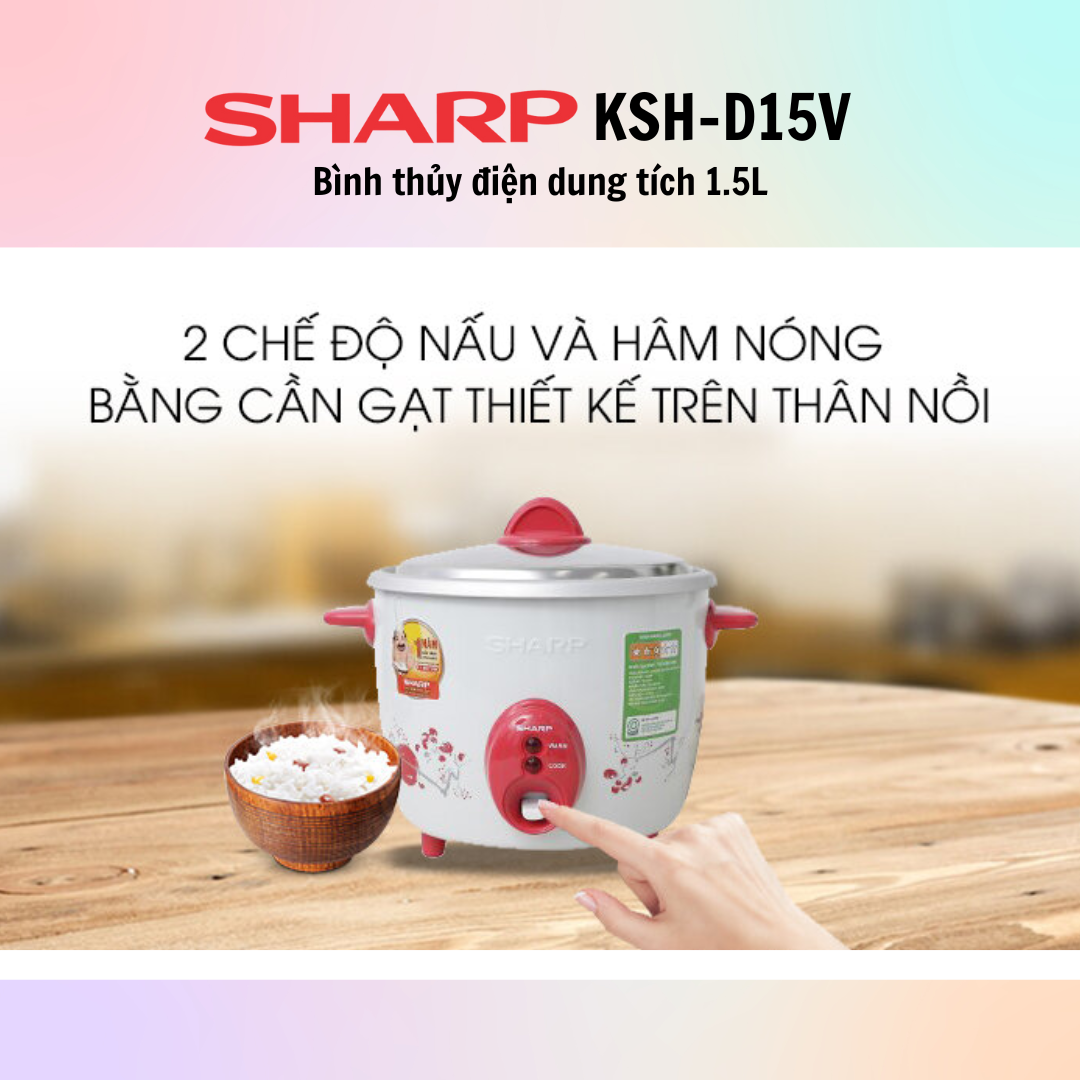 Nồi Cơm Điện Nắp Rời Sharp KSH-D15V (1.5L) - Màu Ngẫu Nhiên - Hàng Chính Hãng