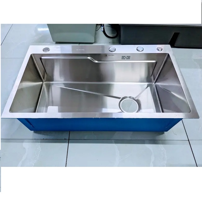 Combo chậu rửa chén bát 1 hố lớn Valenza 7846 inox sus304 chuẩn 100% kèm vòi rửa bát rút dây Valenza sus304, bộ xả to ngăn mùi, khay inox kín-TẶNG BÌNH NƯỚC RỬA CHÉN