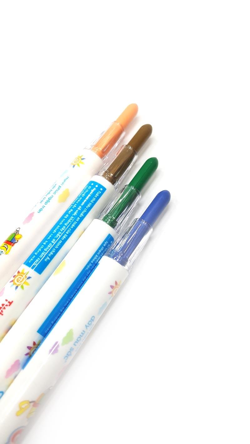 Bút Sáp Màu Xoay - 12 Màu DK 3302-12 (Hộp Nhựa PP)