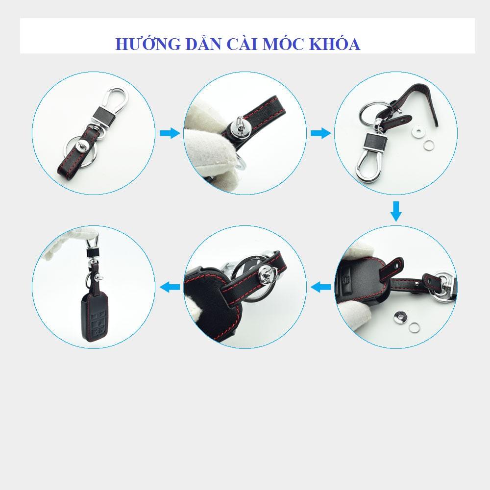 Bao Da Chìa Khóa Dành Cho Xe Toyota Innova, Fortuner, Altis, Hilux 3 Nút Chìa Gập (Da Thật) Logo 3D