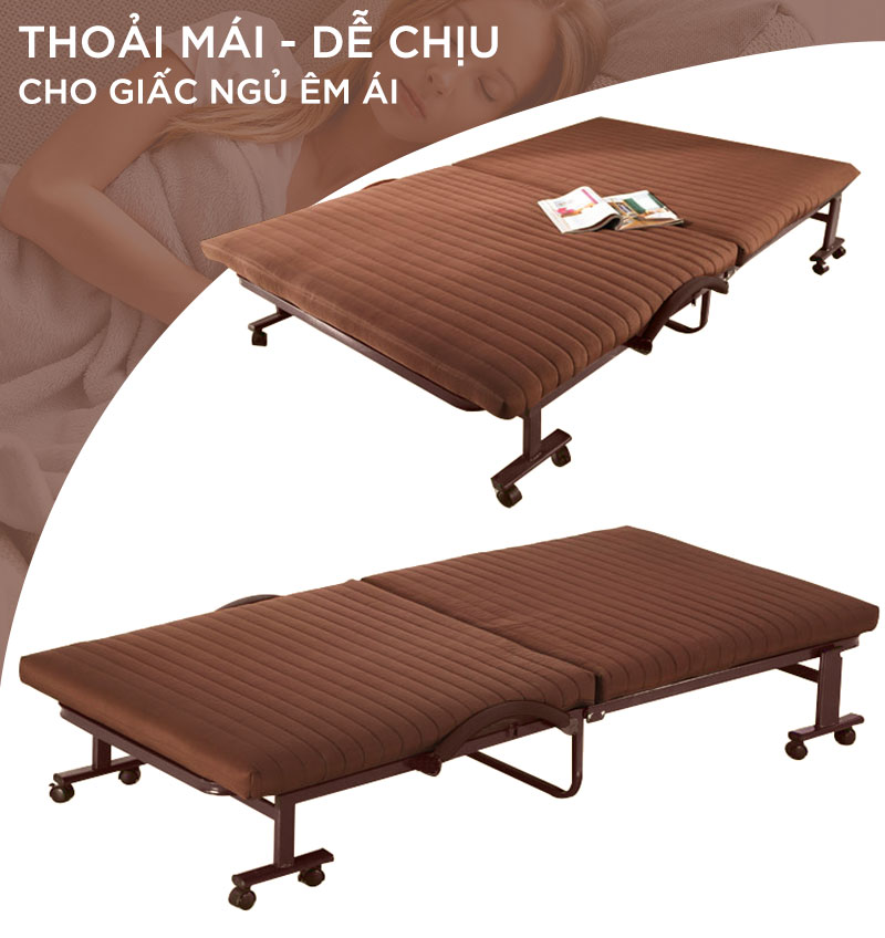 Giường gấp gọn văn phòng, có bánh xe di chuyển tiện lợi - Hàng chính hãng NIKITA
