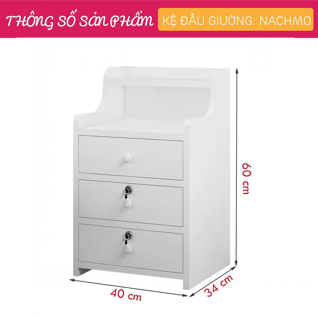 Kệ Gỗ Đầu Giường Thiết Kế Tiện Dụng SMLIFE Nachmo