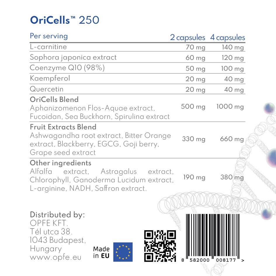 Thực phẩm BVSK OPFE OriCells 250 capsules (120 viên), Hungary (Hỗ trợ làm chậm quá trình lão hoá)