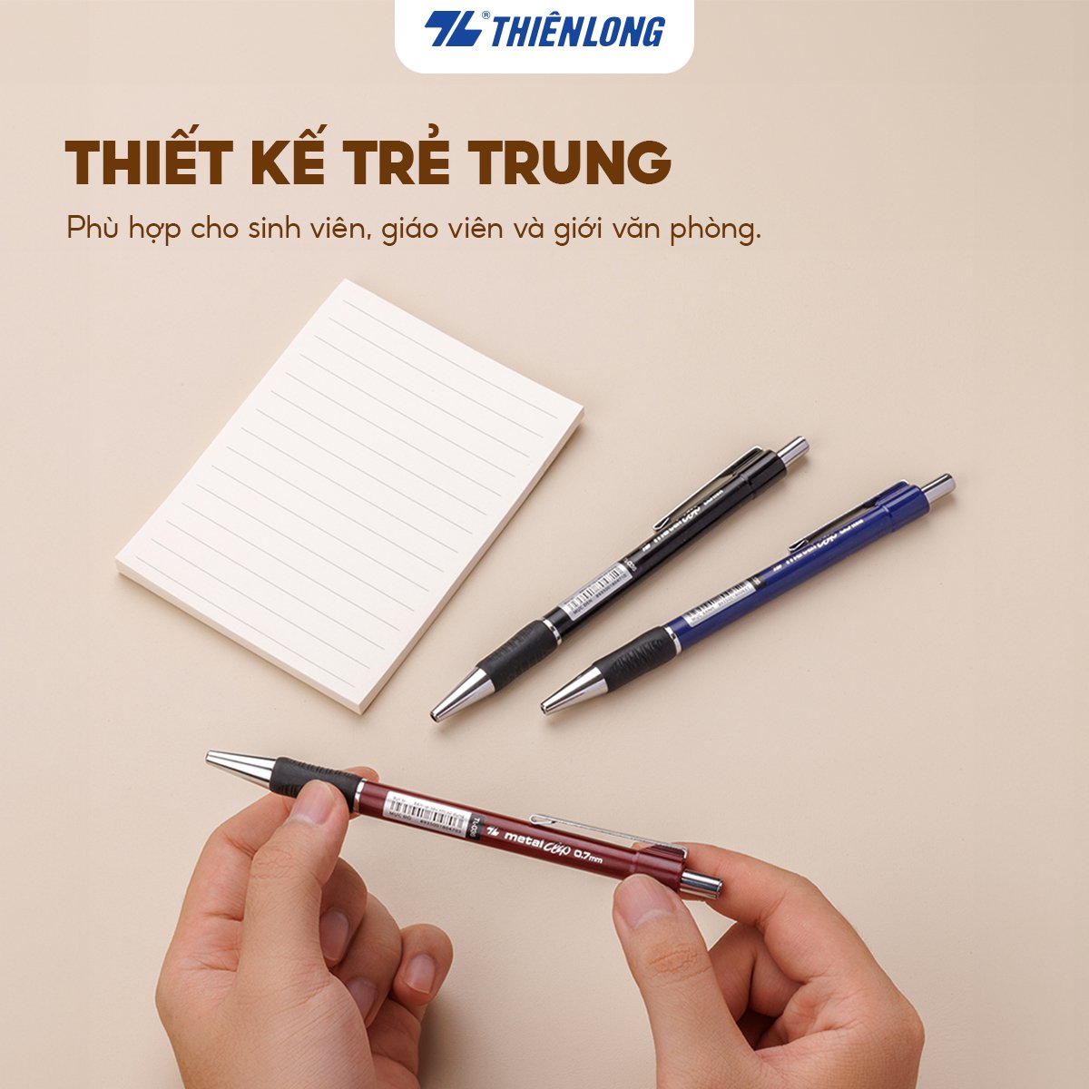 Combo 5-10-20 Bút Bi Thiên Long Metal Clip TL-036 đầu bi 1.0mm