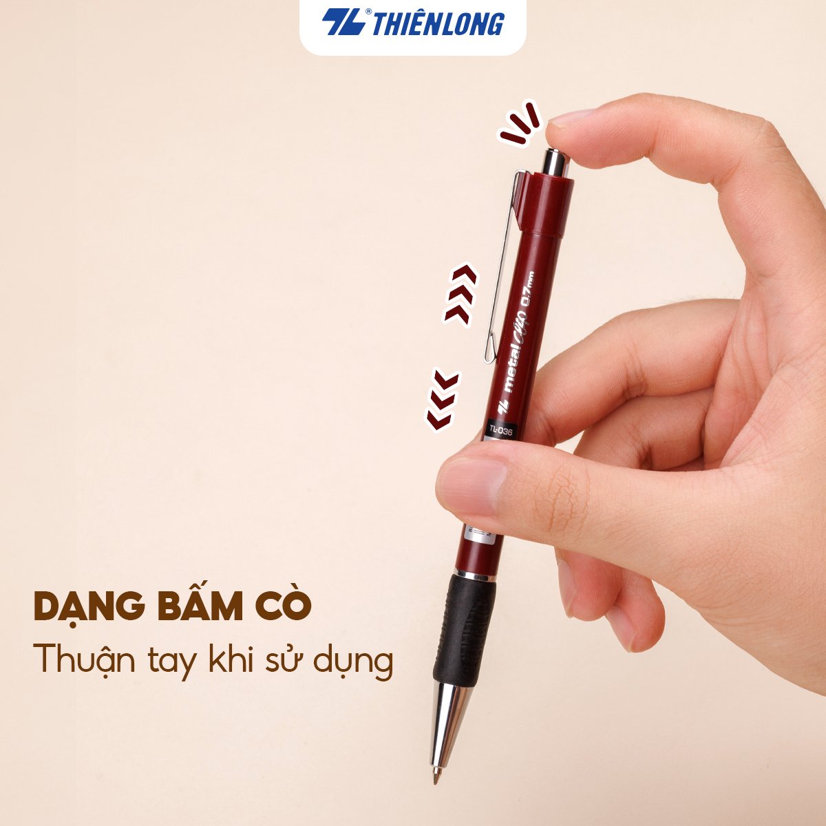 Combo 5-10-20 Bút Bi Thiên Long Metal Clip TL-036 đầu bi 1.0mm