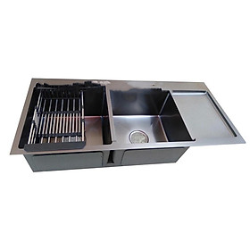 CHẬU RỬA BÁT NANO 2 HỐ BÀN TRƠN 100x48 cm nhập khẩu chính hãng GROVES