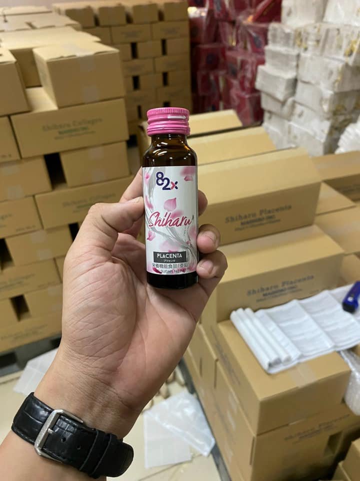 82X Nước uống Placenta Shiharu làm đẹp da đến từ Nhật Bản 50ml/lọ. (1 hộp)
