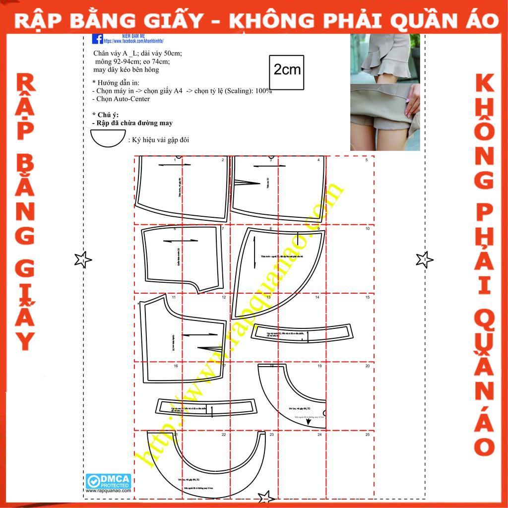 Rập giấy A0 chân váy có quần bên trong mã 725 (BẢN VẼ)