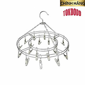 Móc Treo Quần Áo, Móc Phơi Đồ Trẻ Em Inox Kiểu Tròn 20 Kẹp Thương Hiệu TOKDODO