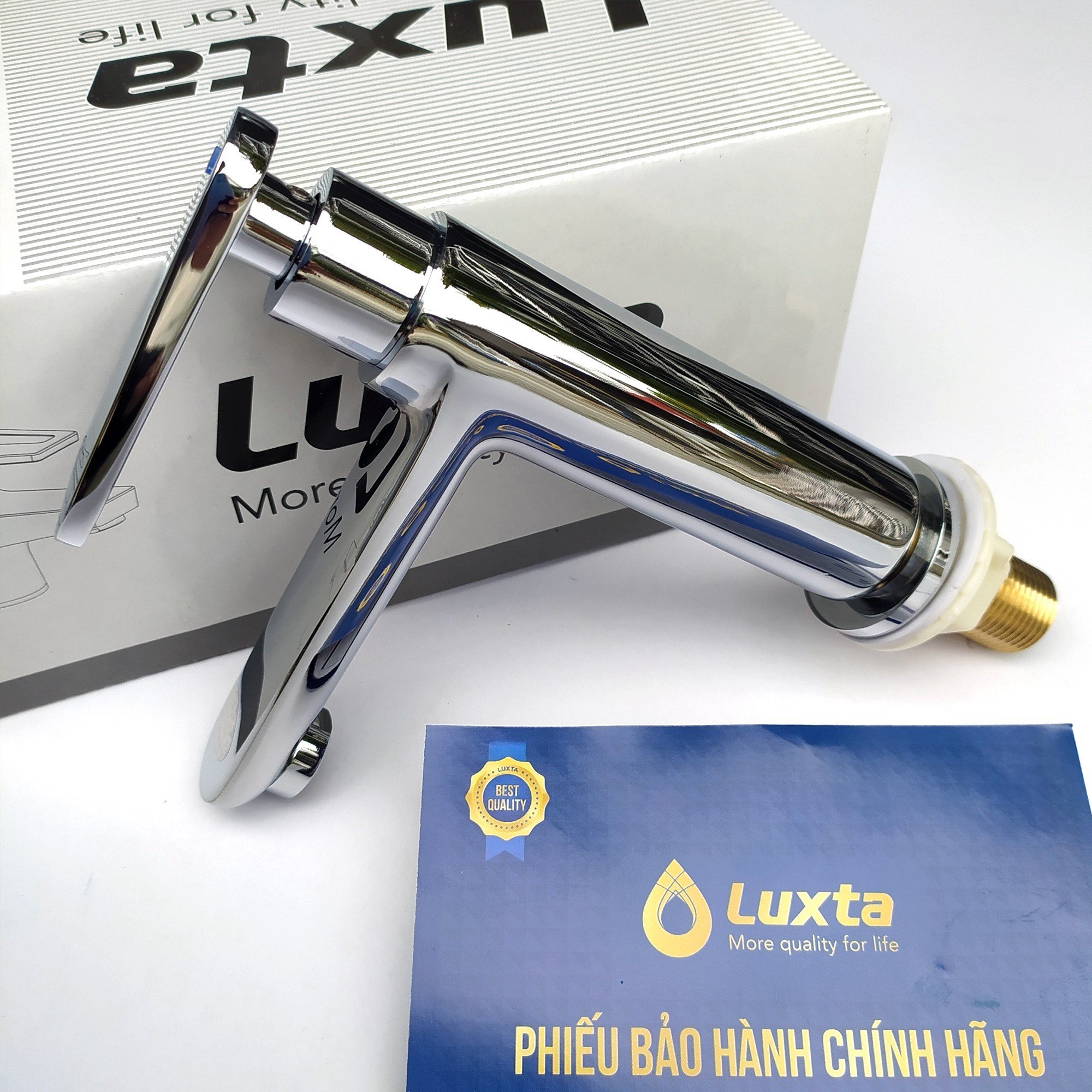 Vòi Lavabo Lạnh Đồng Thau Mạ Crome LUXTA L1105T3 Và L1105T3B - Vòi chậu rửa mặt thân tròn kiểu cao