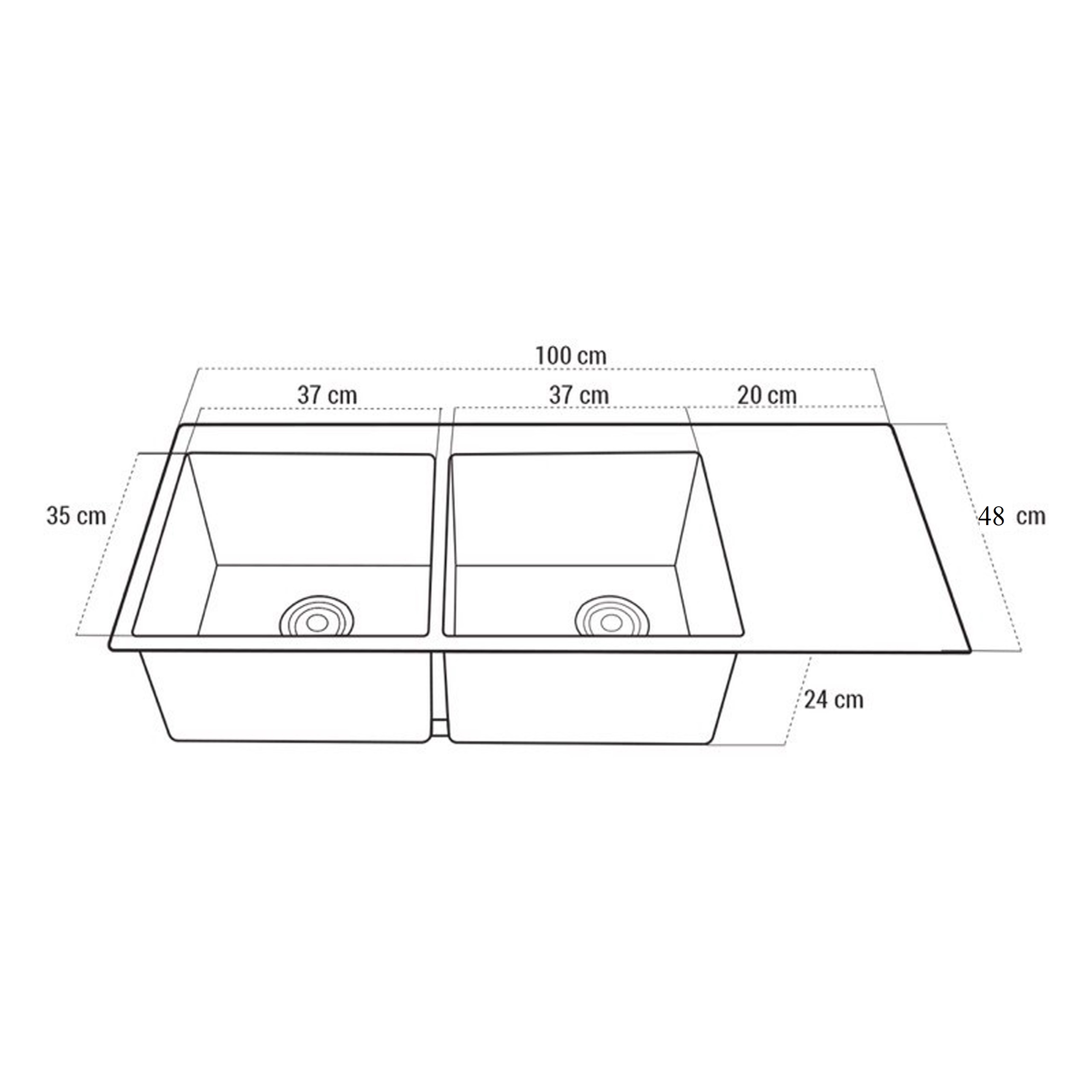 CHẬU RỬA BÁT NANO 2 HỐ BÀN TRƠN 100x48 cm nhập khẩu chính hãng GROVES