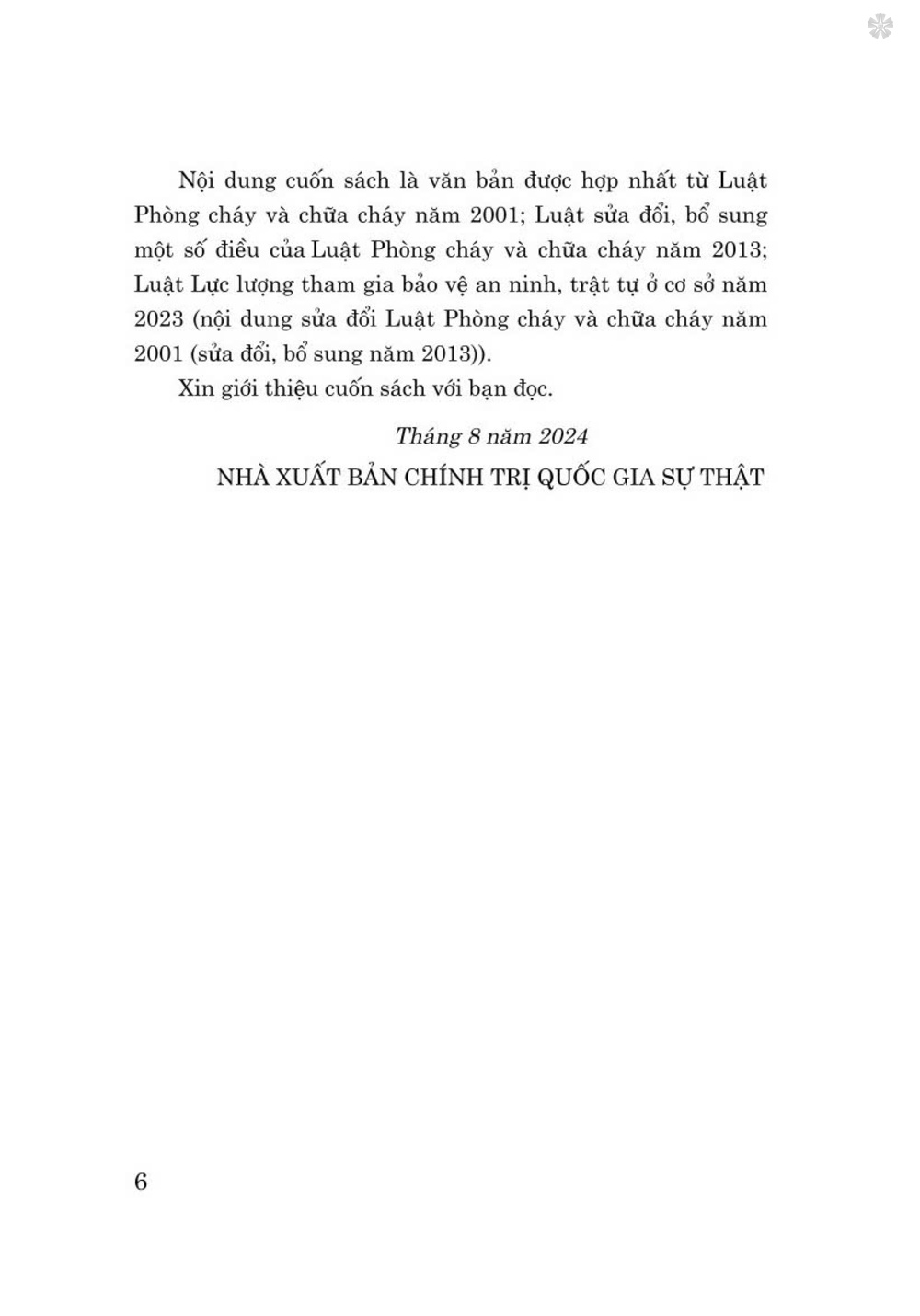 Luật phòng cháy và chữa cháy năm 2001 (sửa đổi, bổ sung năm 2013, 2023) bản in 2024
