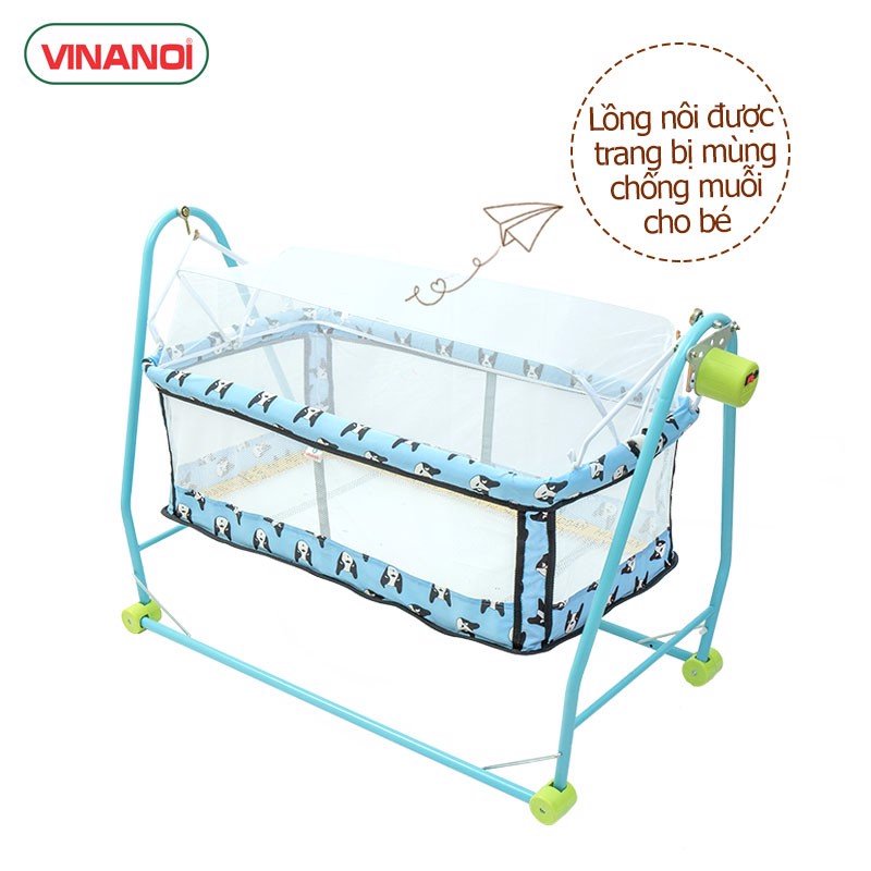 Nôi Võng Tự Động Đa Năng Em Bé Khung Thép 2 trong 1 VINANOI - Vừa làm Nôi Vừa Làm Võng Cho Bé - NV2080X