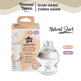 Bình Sữa PP Ty Siêu Mềm Tự Nhiên Tommee Tippee Natural Start 150ml, Núm Ty Của Bình 0-3 Tháng - Hoạ Tiết