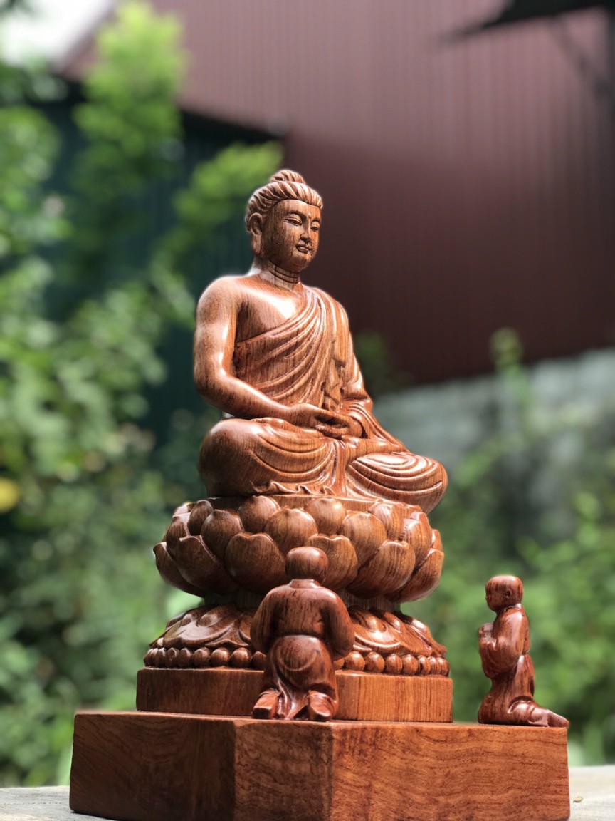 Tượng phật adi đà bằng gỗ hương đá kt 50×26×26cm