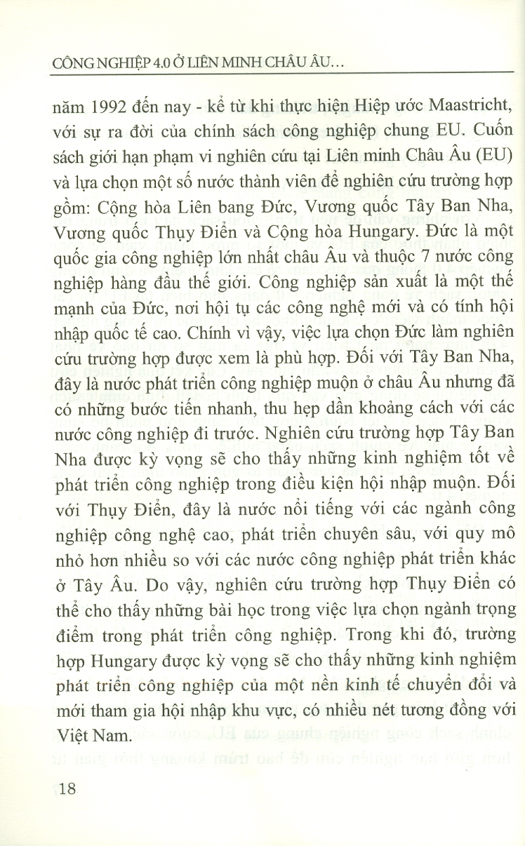 Công Nghiệp 4.0 Ở Liên Minh Châu Âu Và Một Số Nước Thành Viên (Sách chuyên khảo)