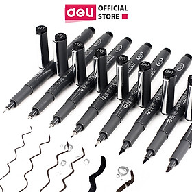 Set Bút Đi Nét Kỹ Thuật Nhiều Cỡ Ngòi Màu Đen Kháng Nước Caligraphy  Deli - Phù Hợp Vẽ Viền Tranh Phác Hoạ Vẽ Kiến Trúc Công Nghệ - S573