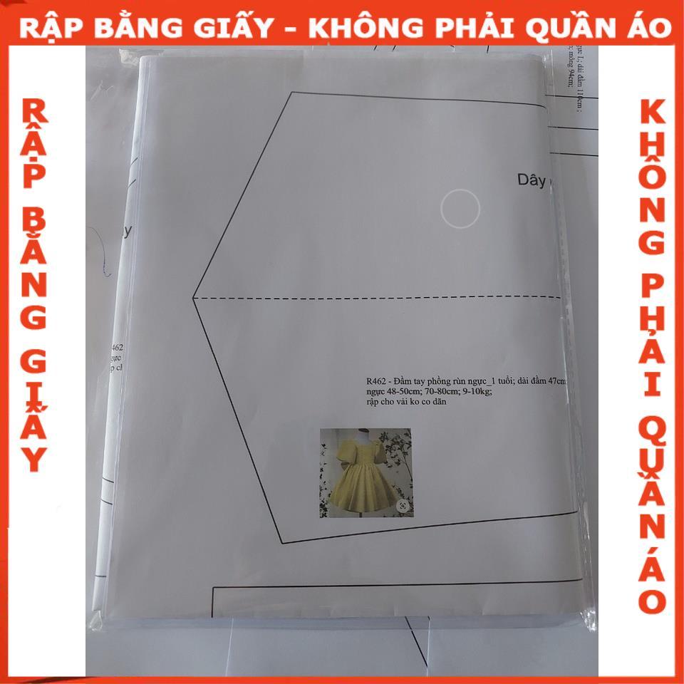 Rập giấy A0 đầm cổ vuông tay phồng R462 - bản vẽ