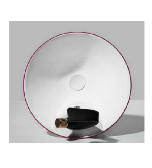 CHẬU LAVABO TRỤ TRÒN TRỤ NÓN LÁ LIỀN KHỐI MEN TRONG TRẮNG, NGOÀI MEN MẬN CHÍN (ĐỎ) GROVES GRL NTT04 (43x43x87 cm)
