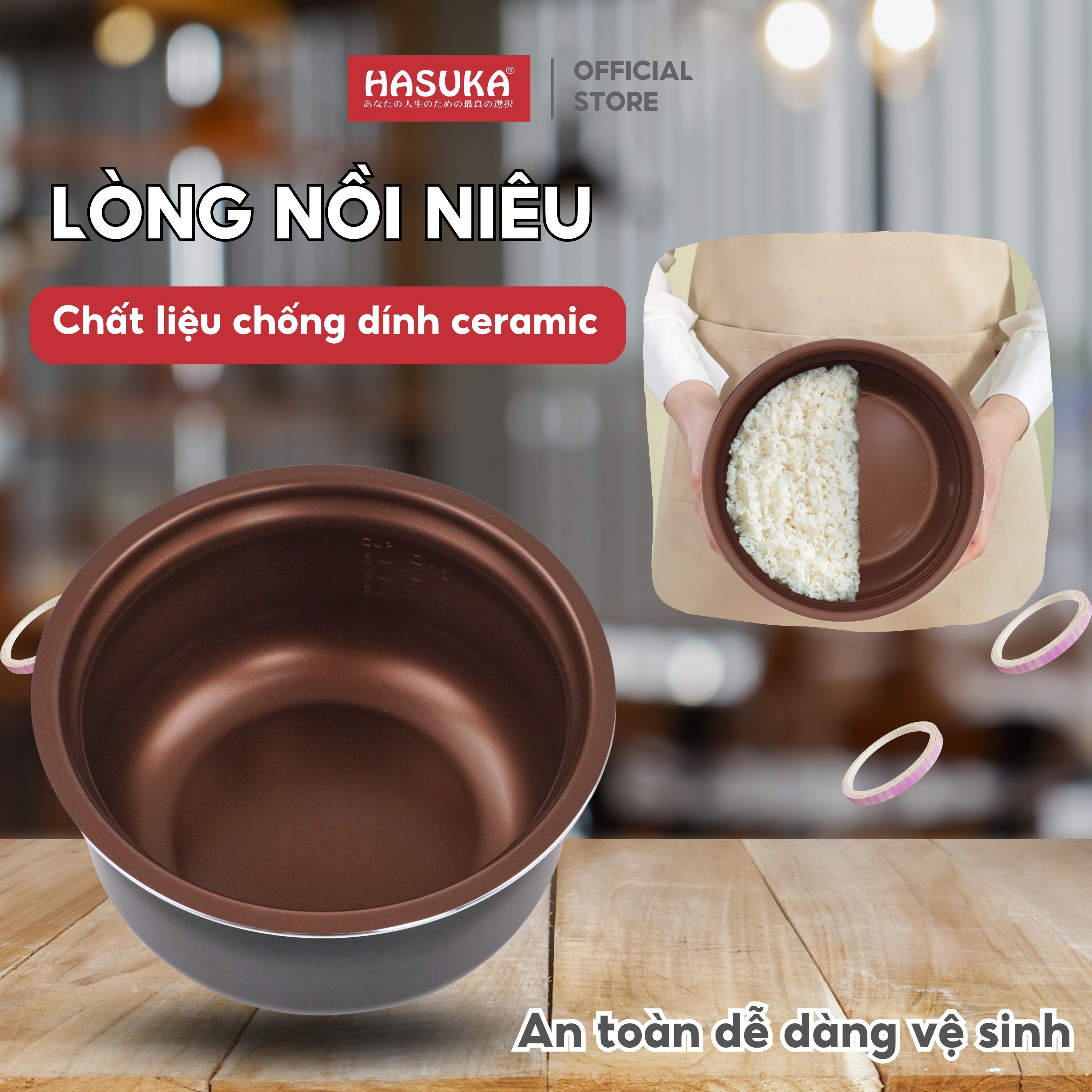 Nồi cơm điện mini HASUKA HSK-801 dung tích 1L, công suất 400W, thiết kế đơn giản hiện đại- Hàng chính hãng (BH 12 tháng)