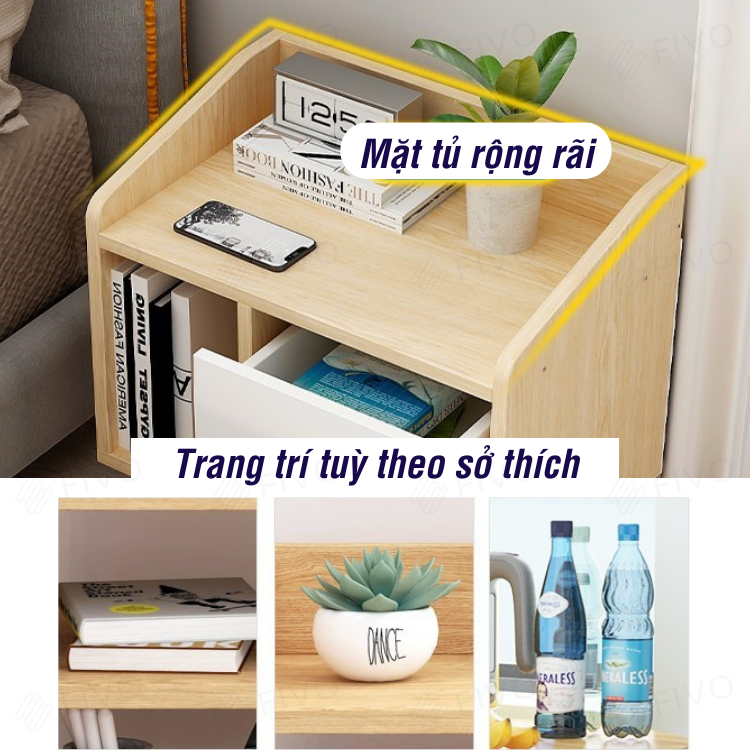 Kệ Tủ Đầu Giường Gỗ Cao Cấp FIVO FT20 Đa Dạng Mẫu Mã, Phong Cách Châu Âu Sang Trọng, Thiết Kế Hộc Tủ Tiện Lợi