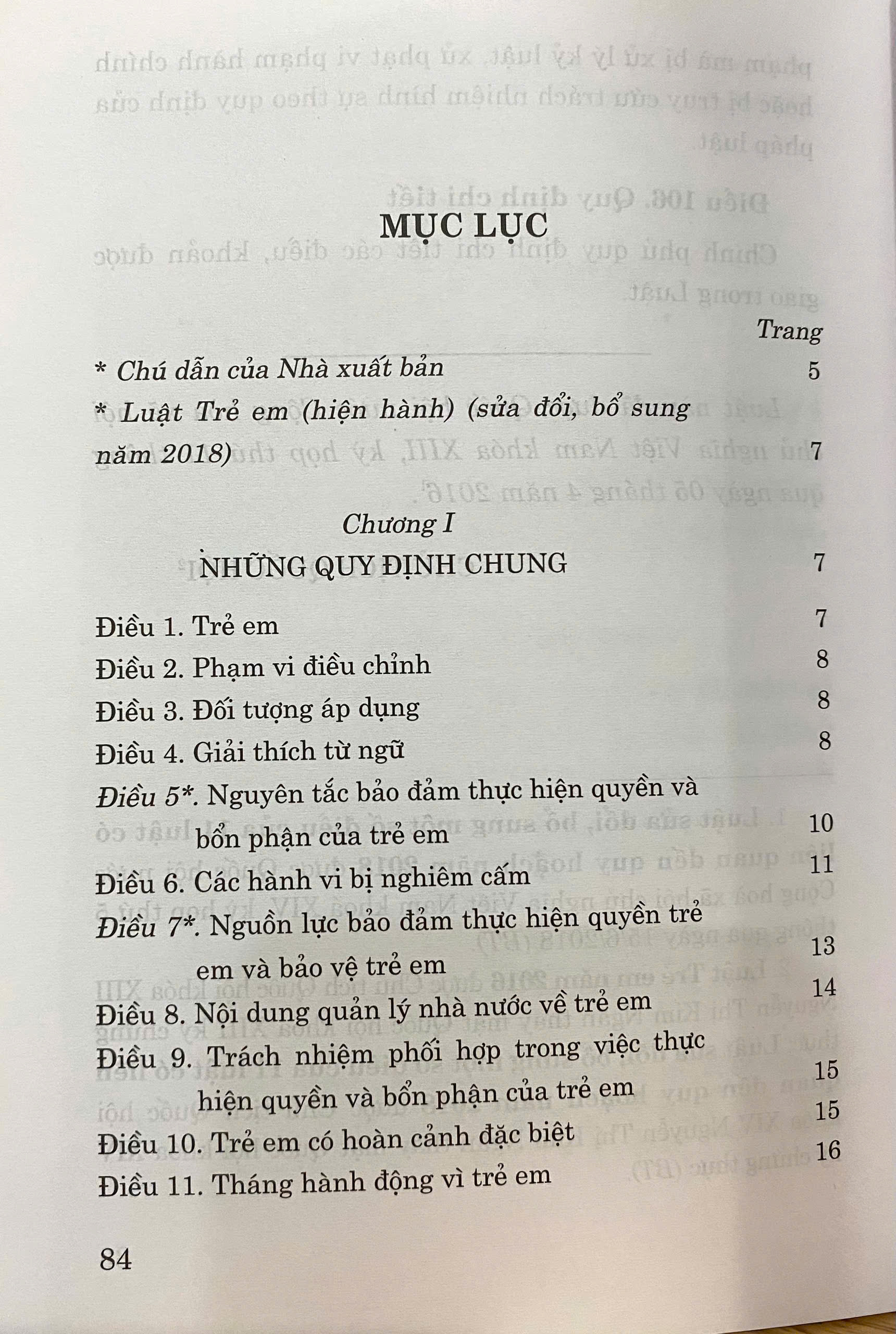 Luật Trẻ Em ( Hiện hành ) ( Sửa đổi, bổ sung năm 2018)