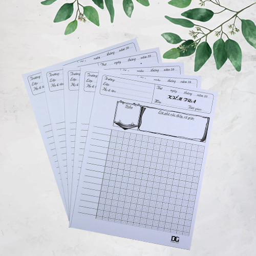 Giấy kiểm tra kẻ 4 ô ly rõ đẹp giấy dày 100gsm viết êm không lem không hằn, bảng điểm lời phê vẽ sẵn tiện lợi, 15 tờ đôi GKT02 Green Art - Hàng chính hãng