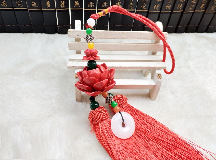 Combo Khánh trang trí xe ô tô, xe hơi, xe tải, Chất liệu đá núi lửa, Mẫu Hoa sen đất Phật, Kèm hộp đựng cung hỷ lót Nhung, gấm