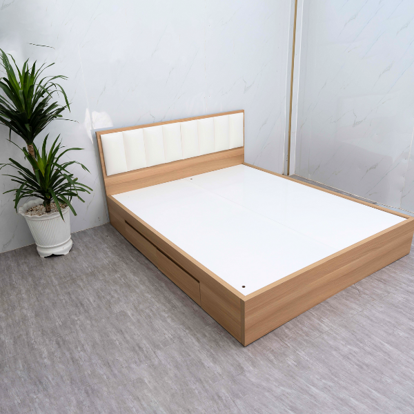 Giường ngủ MDF Juno sofa HLMCT bọc nệm kèm hộc kéo lựa chọn màu ván nệm bọc KT 1m6/1m8